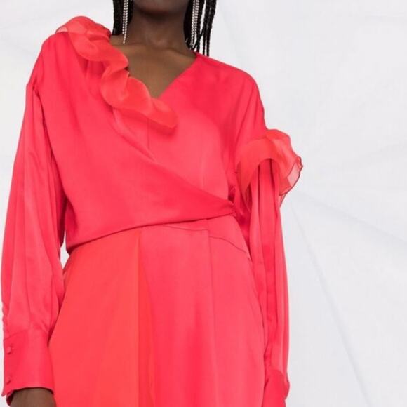 NWT MSGM ruffled asymmetric wrap dress ruffle sz 42 - Picture 6 of 12